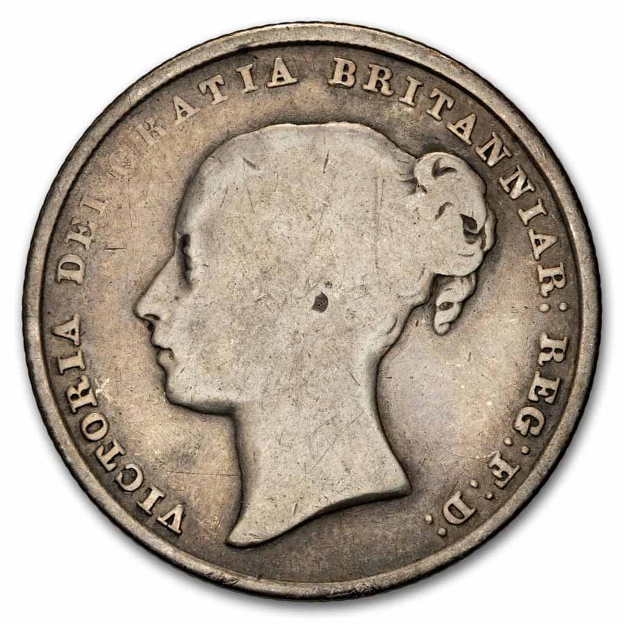 1838-1887 Great Britain Silver Shilling Victoria Avg Circ