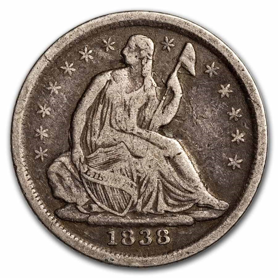 1838 Liberty Seated Half Dime No Drapery Fine