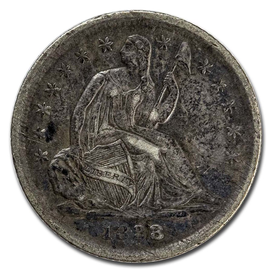 1838 Liberty Seated Half Dime No Drapery/Small Stars XF
