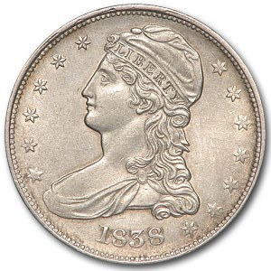 1838 Reeded Edge Half Dollar AU