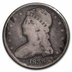 1838 Reeded Edge Half Dollar VG