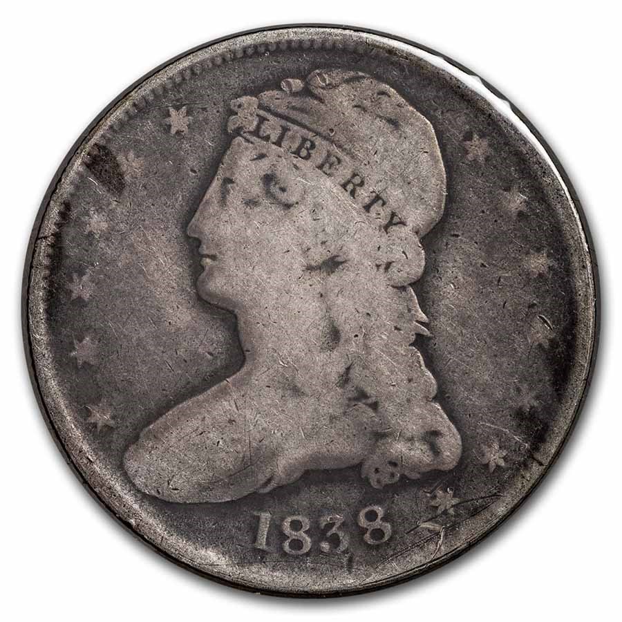 1838 Reeded Edge Half Dollar VG