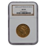 1839 $10 Liberty Gold Eagle AU-50 NGC (Large Letters, Head of 38)