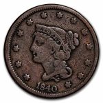 1840 Large Cent Lg Date VF