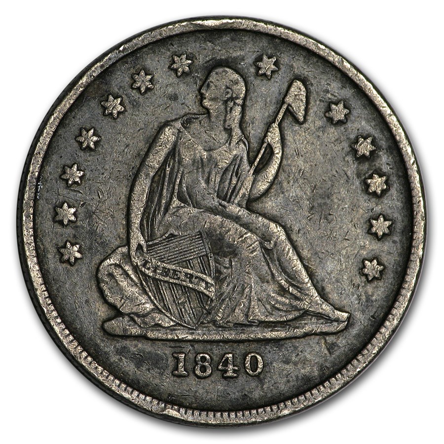 1840-O Liberty Seated Quarter No Drapery XF