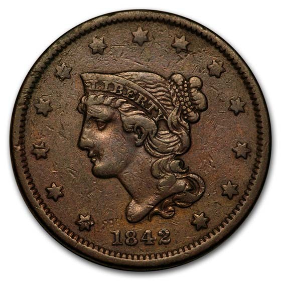 1842 Large Cent XF