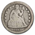 1842 Liberty Seated Dime AG