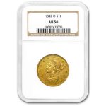 1842-O $10 Liberty Gold Eagle AU-50 NGC