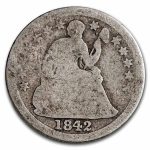 1842-O Liberty Seated Dime AG