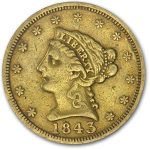 1843 $2.50 Liberty Gold Quarter Eagle XF