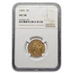 1845 $5 Liberty Gold Half Eagle AU-58 NGC