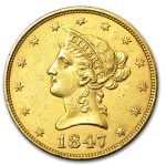 1847 $10 Liberty Gold Eagle AU