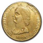 1847 Colombia Gold 16 Peso XF