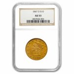 1847-O $10 Liberty Gold Eagle AU-53 NGC