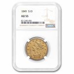 1849 $10 Liberty Gold Eagle AU-55 NGC