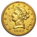 1849 $10 Liberty Gold Eagle VF Details (Cleaned)