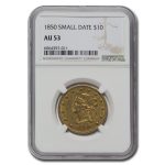 1850 $10 Liberty Gold Eagle AU-53 NGC (Small Date)