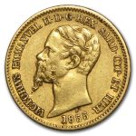 1850-1861 Sardinia Gold 20 Lire Vittorio Emanuele II Avg Circ