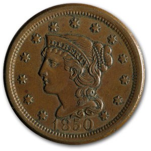 1850 Large Cent AU