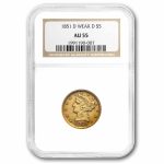 1851-D $5 Liberty Gold Half Eagle Weak D AU-55 NGC
