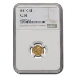 1851-O $1 Liberty Head Gold AU-55 NGC