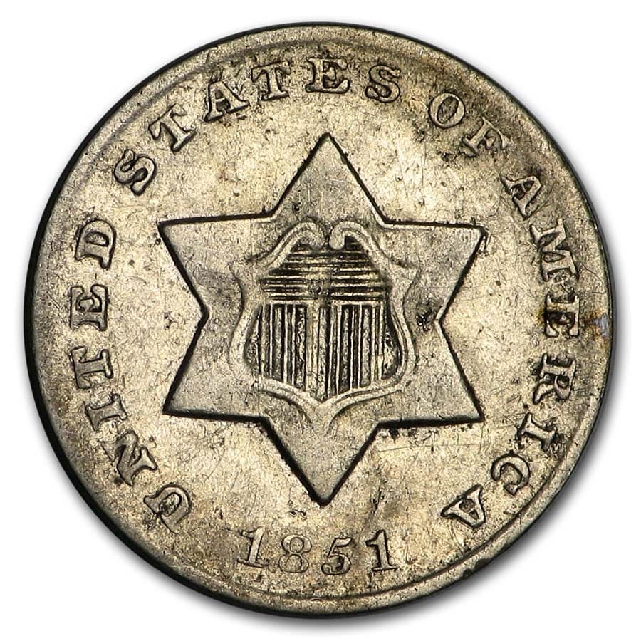 1851-O Three Cent Silver AU