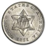 1851 Three Cent Silver BU