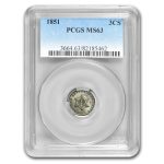 1851 Three Cent Silver MS-63 PCGS