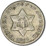 1851 Three Cent Silver VG