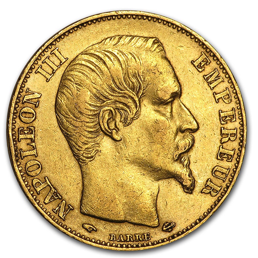 1852-1860 France Gold 20 Francs Napoleon III Avg Circ