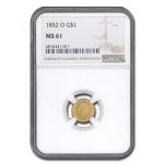 1852-O $1 Liberty Head Gold MS-61 NGC