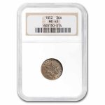 1852 Three Cent Silver MS-63 NGC