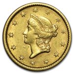 1853 $1 Liberty Head Gold Dollar AU