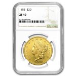 1853 $20 Liberty Gold Double Eagle XF-40 NGC