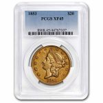 1853 $20 Liberty Gold Double Eagle XF-45 PCGS