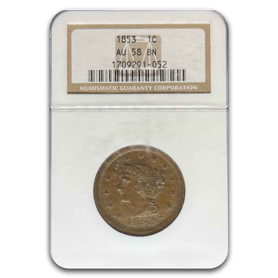 1853 Large Cent AU-58 NGC