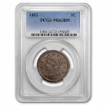 1853 Large Cent MS-63 PCGS (Brown)