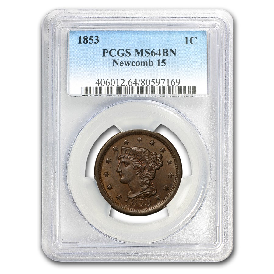 1853 Large Cent MS-64 PCGS (Brown)