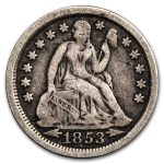 1853 Liberty Seated Dime w/Arrows Fine