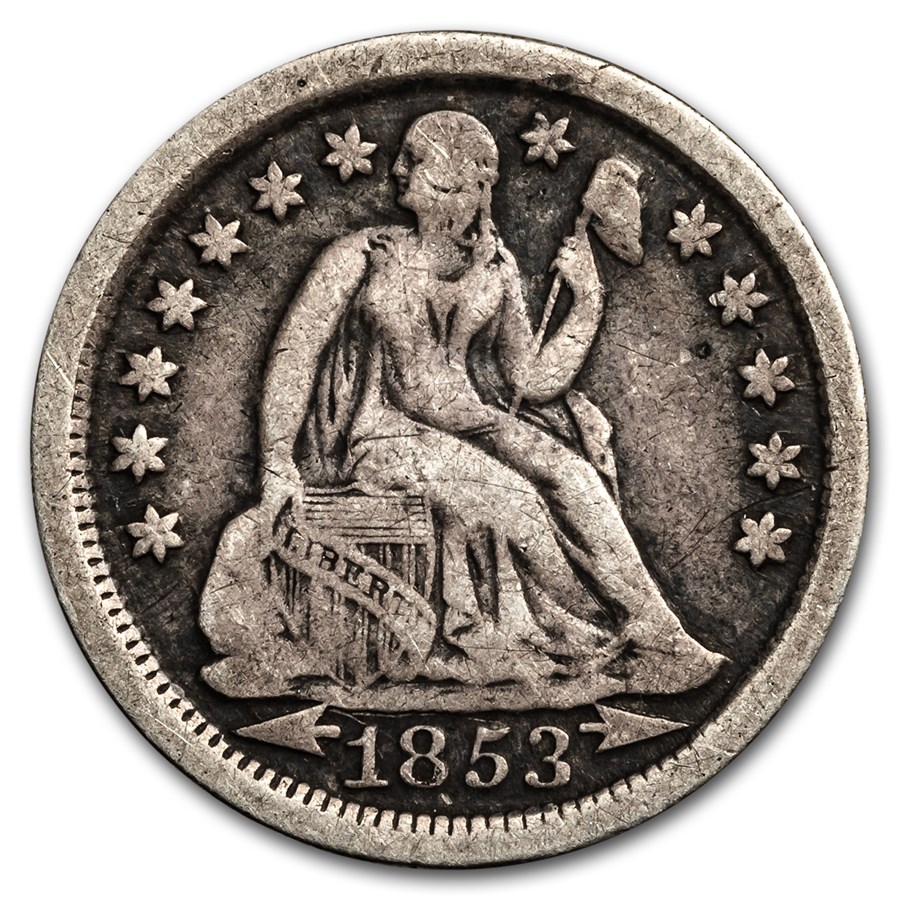 1853 Liberty Seated Dime w/Arrows Fine