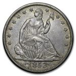 1853 Liberty Seated Half Dollar w/Arrows & Rays AU