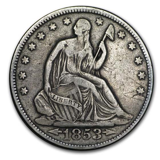 1853 Liberty Seated Half Dollar w/Arrows & Rays Fine