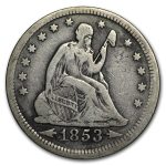1853 Liberty Seated Quarter w/Arrows & Rays Fine