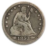 1853 Liberty Seated Quarter w/Arrows & Rays VG