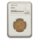 1854 $10 Liberty Gold Eagle AU-53 NGC