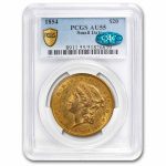1854 $20 Liberty Gold Double Eagle AU-55 PCGS CAC (Small Date)