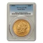 1854 $20 Liberty Gold Double Eagle AU-58 PCGS (Small Date)