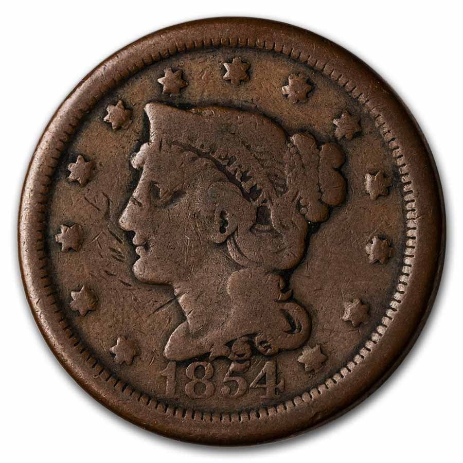 1854 Large Cent VG