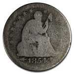 1854 Liberty Seated Quarter AG w/Arrows