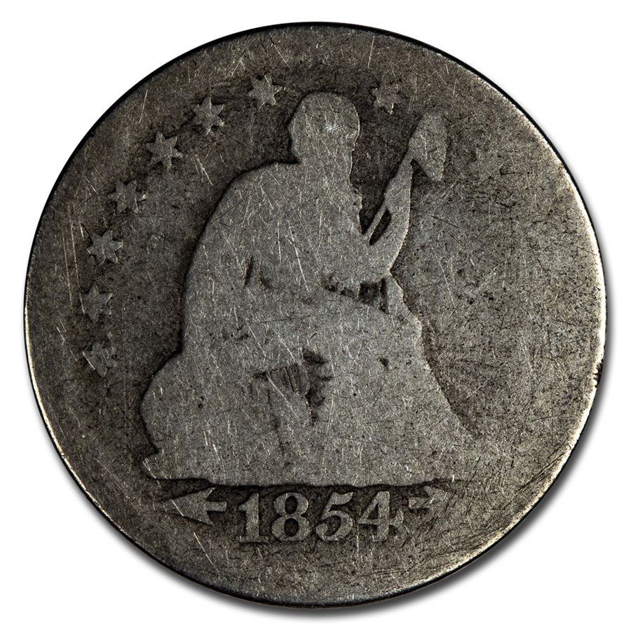 1854 Liberty Seated Quarter AG w/Arrows